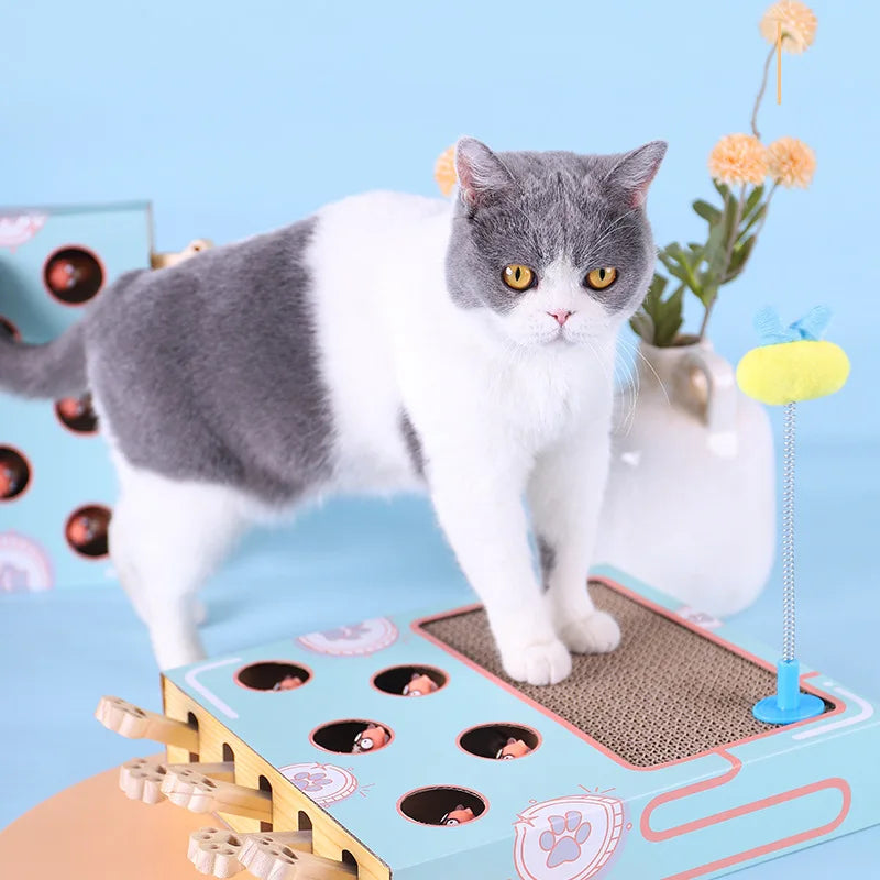 Jeu Interactif Chat 🐾 Tapes la Taupe + Stimulation QI | 100% Bois