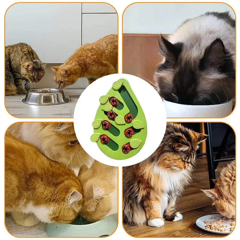 Jouet Puzzle Chat Feuille 🍃 - Entraîne le QI - Mangeoire Anti-Glouton