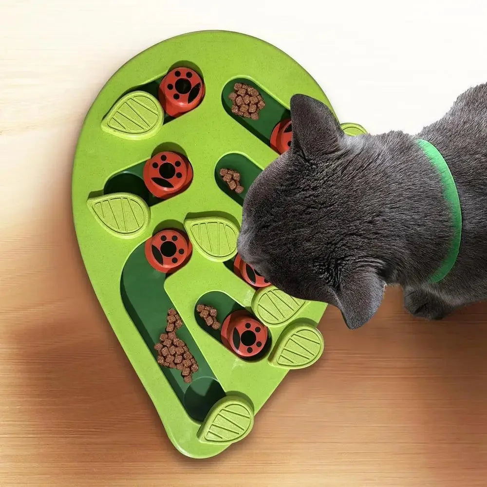 Jouet Puzzle Chat Feuille 🍃 - Entraîne le QI - Mangeoire Anti-Glouton